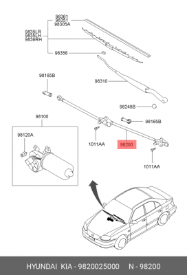 Трапеция привода стеклоочистителей 9820025000 HYUNDAI KIA