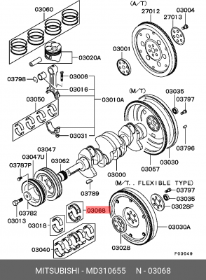 Вкладыш коренной коленвала MD310655 MITSUBISHI