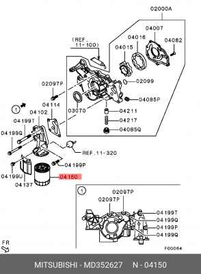 Фильтр масляный двигателя MD352627 MITSUBISHI