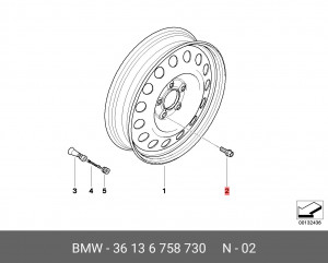 Болт - шпилька крепления колеса 36 13 6 758 730 BMW