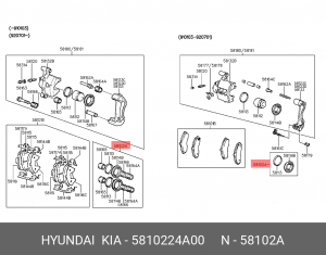 Суппорт тормозной (ремкомплект) 5810224A00 HYUNDAI KIA