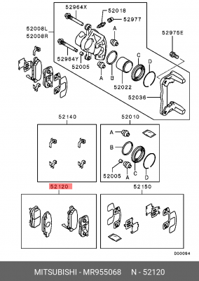 Колодки тормозные дисковые MR955068 MITSUBISHI