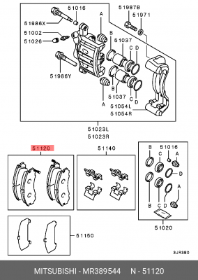 Колодки тормозные дисковые MR389544 MITSUBISHI