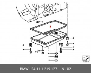 Прокладка масляного поддона КПП 24 11 1 219 127 BMW