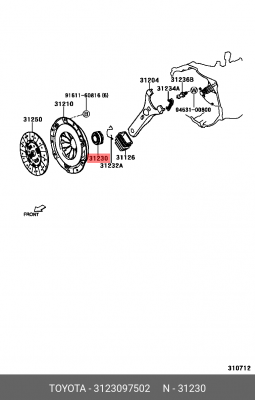 Подшипник выжимной сцепления 31230-97502 DAIHATSU