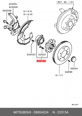 Подшипник ступицы колеса со ступицей (комплект) 3880A024 MITSUBISHI