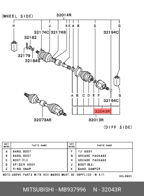 ШРУС MB937996 MITSUBISHI