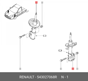 Амортизатор подвески 543027068R RENAULT