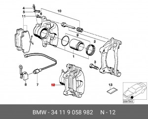 Суппорт тормозной 34 11 9 058 982 BMW
