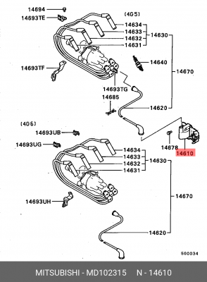 Катушка зажигания MD102315 MITSUBISHI