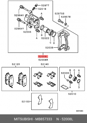 Суппорт тормозной (ремкомплект) MB857333 MITSUBISHI