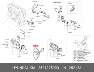 Ремень приводной 25212-25000 HYUNDAI KIA
