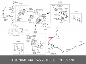 Трос ручного тормоза 597701D000 HYUNDAI KIA