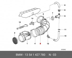 Патрубок подачи воздуха в ДВС 13 54 1 427 780 BMW