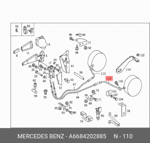 Трос ручного тормоза A6684202885 MERCEDES BENZ
