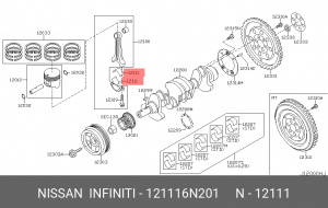 Вкладыши шатунные 12111-6N201 NISSAN