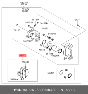 Колодки тормозные дисковые 58302-3KA30 HYUNDAI KIA