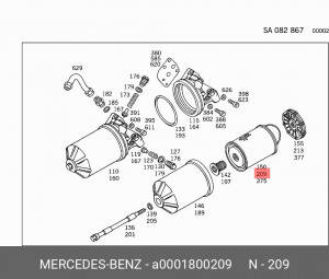 Фильтр масляный двигателя A 000 180 02 09 MERCEDES BENZ