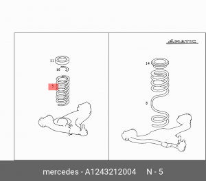 Пружина подвески A 124 321 20 04 MERCEDES BENZ