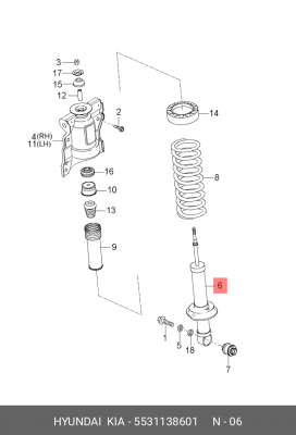 Амортизатор подвески 5531138601 HYUNDAI KIA