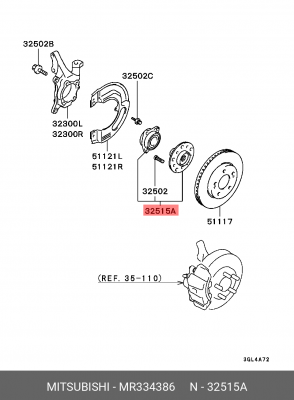 Подшипник ступицы колеса со ступицей (комплект) MR334386 MITSUBISHI
