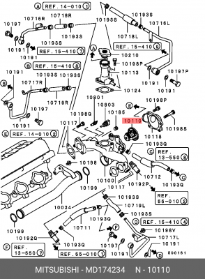 Термостат системы охлаждения с корпусом MD174234 MITSUBISHI