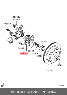 Подшипник ступицы колеса со ступицей (комплект) 3780A007 MITSUBISHI