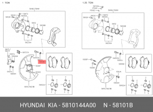 Колодки тормозные дисковые 5810144A00 HYUNDAI KIA