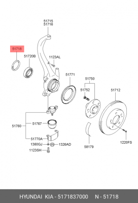 Кольцо стопорное подшипника ступицы колеса 51718-37000 HYUNDAI KIA
