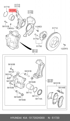 Подшипник ступицы колеса 517202K000 HYUNDAI KIA