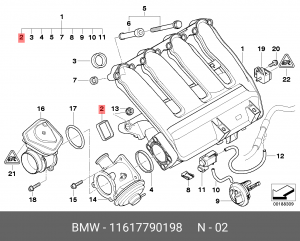 Прокладка впускного коллектора 11 61 7 790 198 BMW