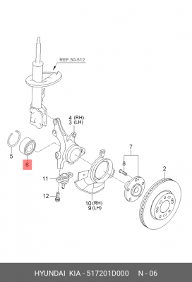 Подшипник ступицы колеса 517201D000 HYUNDAI KIA