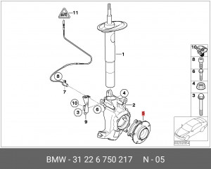Подшипник ступицы колеса со ступицей (комплект) 31 22 6 750 217 BMW