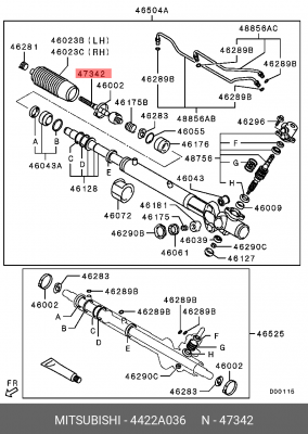 Наконечник рулевой тяги 4422A036 MITSUBISHI