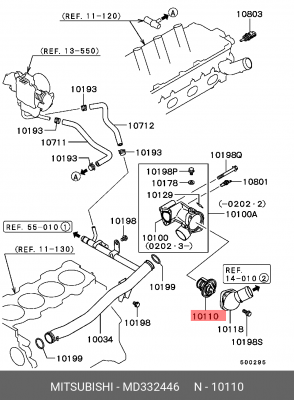 Термостат системы охлаждения с корпусом MD332446 MITSUBISHI
