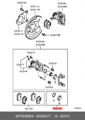 Суппорт тормозной (ремкомплект) M345677 MITSUBISHI