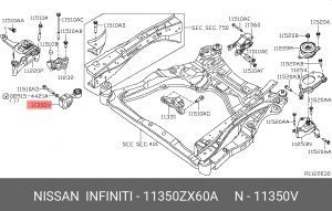 Подушка двигателя 11350-ZX60A NISSAN