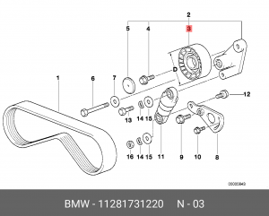 Ролик ремня приводного 11 28 1 731 220 BMW