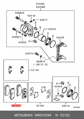Колодки тормозные дисковые MR510544 MITSUBISHI
