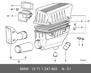 Корпус воздушного фильтра с фильтром 13 71 1 247 465 BMW