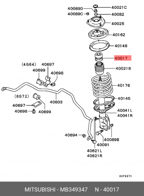 Отбойник амортизатора подвески MB349347 MITSUBISHI