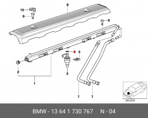Прокладка корпуса топливной форсунки 13 64 1 730 767 BMW