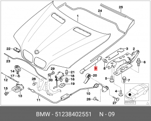 Амортизатор капота 51 23 8 402 551 BMW