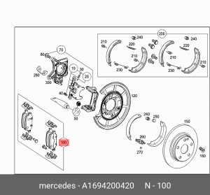 Колодки тормозные дисковые A1694200420 MERCEDES BENZ