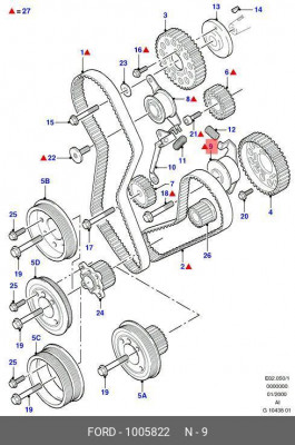 Натяжитель ролика ремня ГРМ 1 005 822 FORD