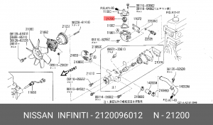 Термостат системы охлаждения 21200-96012 NISSAN