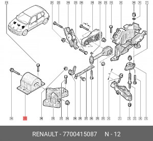 Подушка двигателя 7700415087 RENAULT
