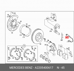 Датчик ABS A 220 540 06 17 MERCEDES BENZ