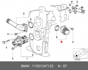 Фланец системы охлаждения 11 53 1 247 122 BMW