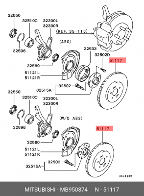 Диск тормозной MB950874 MITSUBISHI